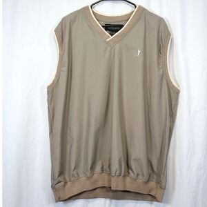 Austin‎ Golf Tour Collection Pullover Vest V-Neck Tan Embroidered Logo Size L